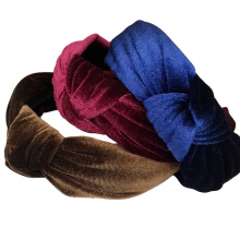 Wholesale Korean simple girl fashion cross hair band elastic knot velvet headbands for women